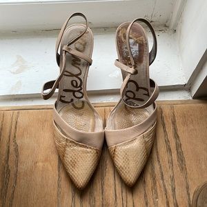 Size 8 Sam Edelman nude heels (about 3”)